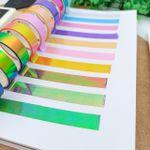Fita Adesiva Colorida Holográfica Washi Tape 12 mm x 1 m  c/ 10 Unidades - Importado