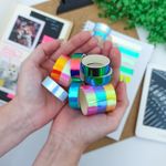 Fita Adesiva Colorida Holográfica Washi Tape 12 mm x 1 m  c/ 10 Unidades - Importado