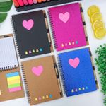 Kit Caderno de Anotações Capa Flexível Colorido com Bloco Adesivo + Caneta Retrátil 12 x 17,5 cm - Interponte