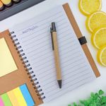 Kit Caderno de Anotações Capa Flexível Colorido com Bloco Adesivo + Caneta Retrátil 12 x 17,5 cm - Interponte