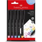 Caneta Hidrográfica Média Supersoft Pen Pastel 1.0 mm com 5 Cores - Faber-Castell