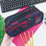 Estojo Duplo Grande Académie Splashe Preto - Tilibra