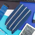 Estojo Escolar Triplo Lona Azul Marinho - Daterra
