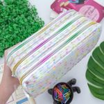 Estojo Escolar Telado Triplo Branco com Bolinha - Daterra
