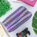 Estojo Escolar Telado Triplo Lilás com Bolinha - Daterra