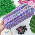 Estojo Escolar Telado Triplo Lilás com Bolinha - Daterra