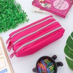 Estojo Escolar Triplo Lona Pink - Daterra