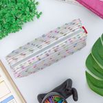 Estojo Escolar Telado Simples Branco Bolinhas - Daterra