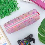 Estojo Escolar Telado Simples Rosa com Bolinhas - Daterra