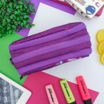 Estojo Escolar Triplo Nylon Roxo Music - Daterra