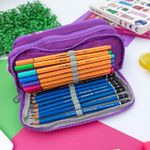 Estojo Escolar Triplo Nylon Roxo Music - Daterra