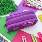 Estojo Escolar Triplo Nylon Roxo Music - Daterra