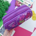 Estojo Escolar Triplo Nylon Roxo Music - Daterra