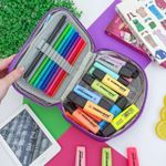 Estojo Box Lilás Music 100 Pens com 1 Divisória Colorido - Daterra | Jumbo Grande