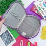 Estojo Box Lilás Music 100 Pens com 1 Divisória Colorido - Daterra | Jumbo Grande