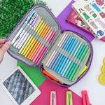 Estojo Box Lilás Music 100 Pens com 1 Divisória Colorido - Daterra | Jumbo Grande