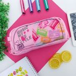 Estojo Escolar Triplo Nylon Rosa Music - Daterra
