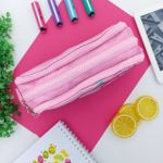 Estojo Escolar Triplo Nylon Rosa Music - Daterra