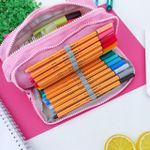 Estojo Escolar Triplo Nylon Rosa Music - Daterra