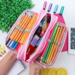 Estojo Escolar Triplo Nylon Rosa Music - Daterra