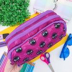 Estojo Escolar Triplo Nylon Roxo Olhos - Daterra