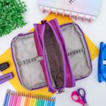 Estojo Escolar Triplo Nylon Roxo Olhos - Daterra