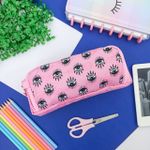 Estojo Escolar Triplo Nylon Rosa Olhos - Daterra