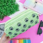 Estojo Escolar Triplo Nylon Verde Olhos - Daterra