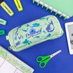 Estojo Escolar Triplo Nylon Verde Sereias - Daterra