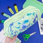 Estojo Escolar Triplo Nylon Verde Sereias - Daterra