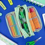 Estojo Escolar Triplo Nylon Verde Sereias - Daterra