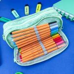 Estojo Escolar Triplo Nylon Verde Sereias - Daterra