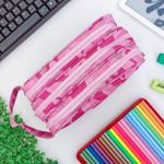 Estojo Escolar Triplo Camuflado Rosa Claro- Daterra