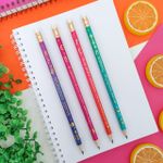 Lápis Grafite Doodles nº2 com Borracha Colorido (Laranja, Rosa Escuro, Roxo e Verde) - Tilibra