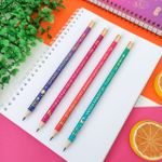 Lápis Grafite Doodles nº2 com Borracha Colorido (Laranja, Rosa Escuro, Roxo e Verde) - Tilibra