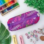 Estojo Escolar Simples Nylon Estampado Music Roxo - Daterra