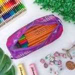 Estojo Escolar Simples Nylon Estampado Music Roxo - Daterra