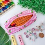 Estojo Escolar Simples Nylon Estampado Cactos Rosa - Daterra