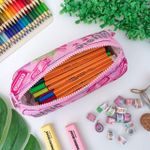 Estojo Escolar Simples Nylon Estampado Music Rosa - Daterra