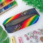Estojo Escolar Simples Nylon Estampado Arco-íris - Daterra