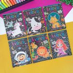 Bloco Rabisco Mágico Scratch Note Papel Preto Desenho Colorido Arco-íris Rainbow Raspadinha 15,5 x 21 cm com 8 Folhas