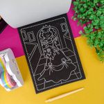Bloco Rabisco Mágico Scratch Note Papel Preto Desenho Colorido Arco-íris Rainbow Raspadinha 15,5 x 21 cm com 8 Folhas