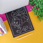 Bloco Rabisco Mágico Scratch Note Papel Preto Desenho Colorido Arco-íris Rainbow Raspadinha 15,5 x 21 cm com 8 Folhas