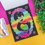 Bloco Rabisco Mágico Scratch Note Papel Preto Desenho Colorido Arco-íris Rainbow Raspadinha 15,5 x 21 cm com 8 Folhas