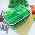 Estojo Box Cristal Transparente Verde Claro Colors 100 Pens sem Divisórias - Fizz