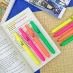 Caneta Marca Texto Retrátil Neon (Amarelo, Rosa, Verde e Laranja) - Tilibra