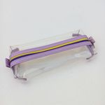 Estojo Escolar Simples Retangular Cristal Candy  Lilás Zíper Roxo com Amarelo - Fizz