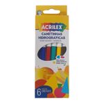 Caneta Escolar Hidrográfica 6 Cores (Canetinha) Lavável - Acrilex