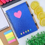 Kit Caderno de Anotações Capa Flexível Colorido com Bloco Adesivo + Caneta Retrátil 12 x 17,5 cm - Interponte