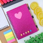 Kit Caderno de Anotações Capa Flexível Colorido com Bloco Adesivo + Caneta Retrátil 12 x 17,5 cm - Interponte
